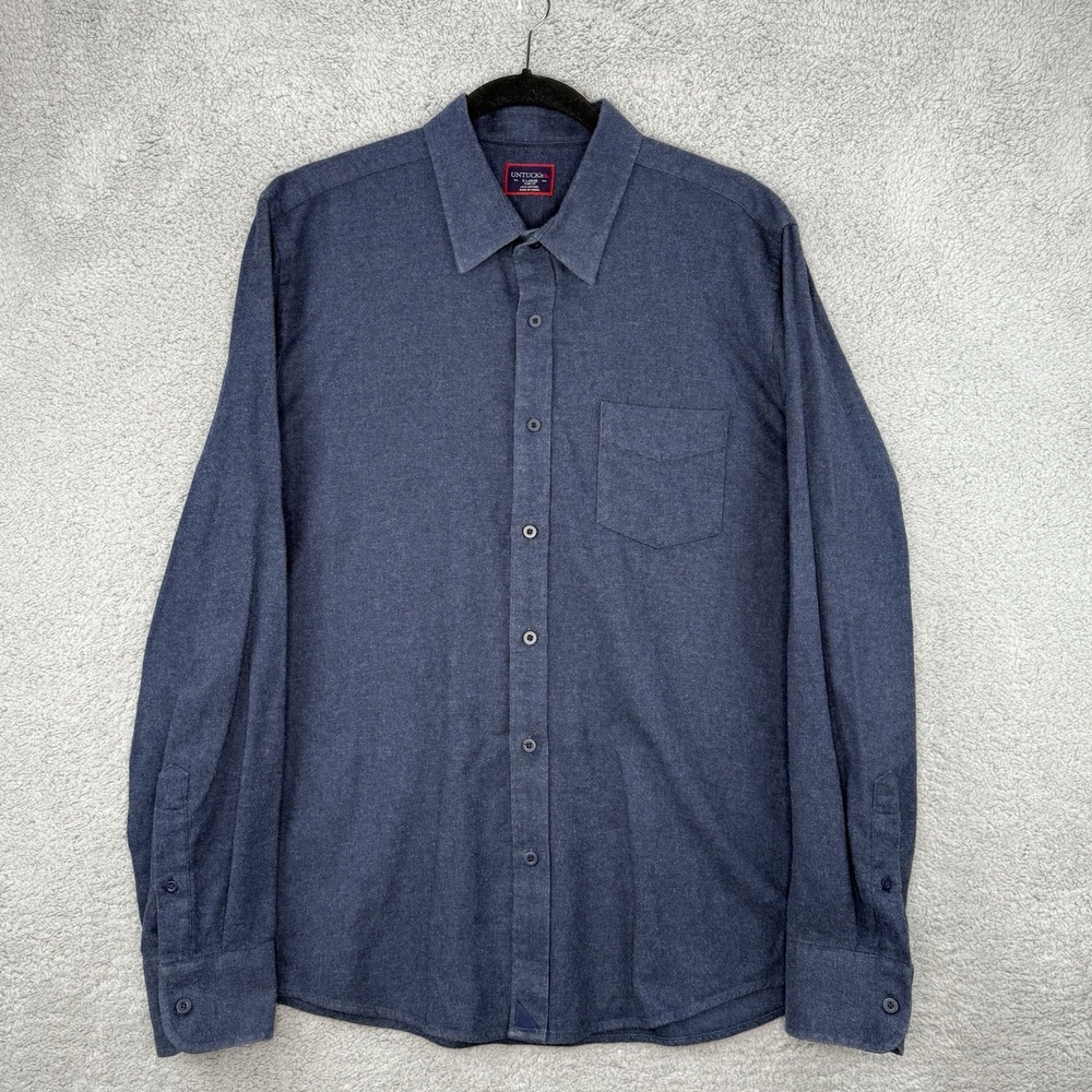 UNTUCKit Chambray Casablanca Shirt Men's XL Slim Fit Gray Button Up 100% Cotton